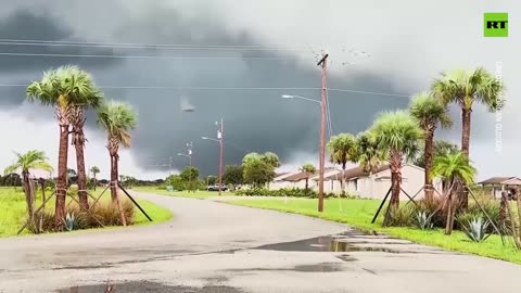 Tornado Hits Florida Highway During Hurricane Milton Landfall - Intense Footage!