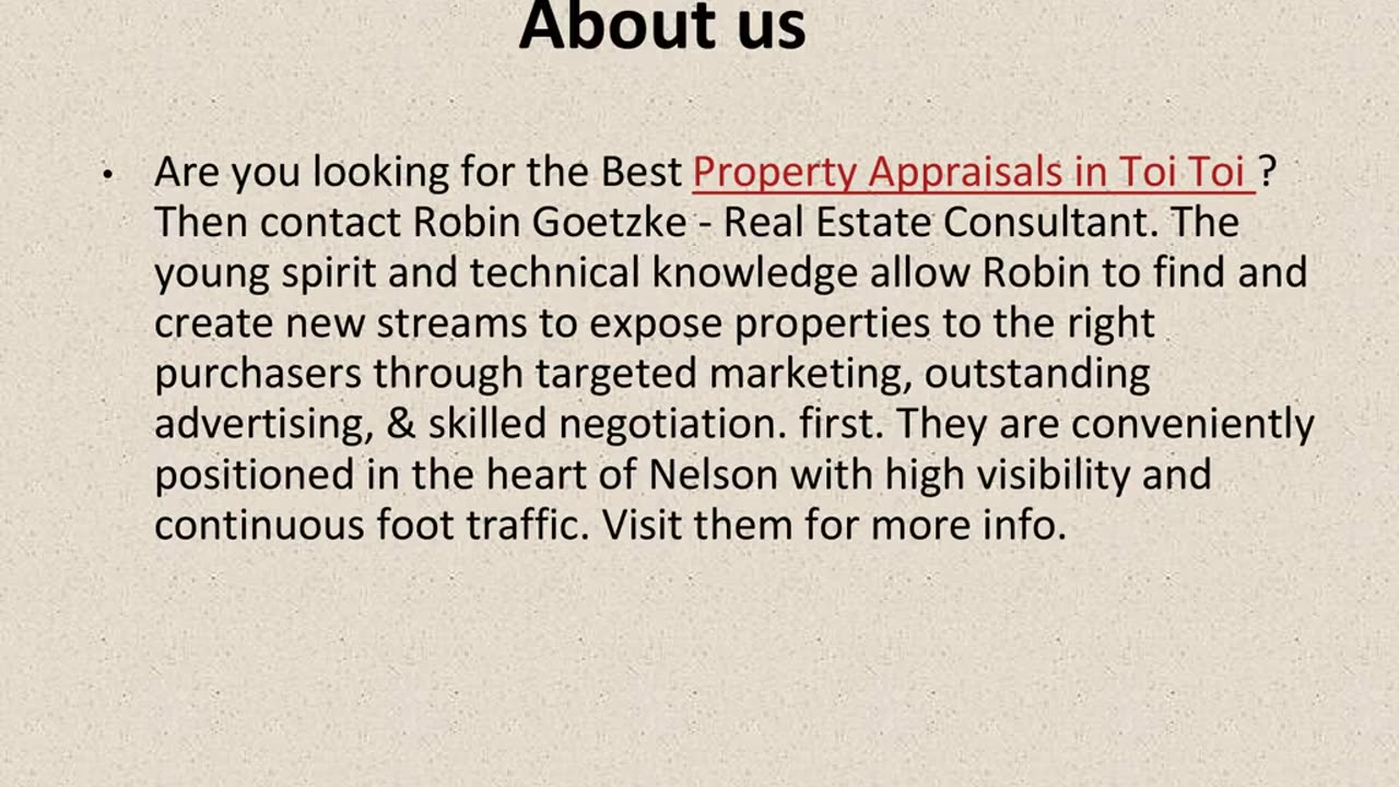 Best Property Appraisals in Toi Toi.