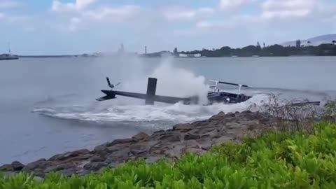 The helicopter crashed into the water