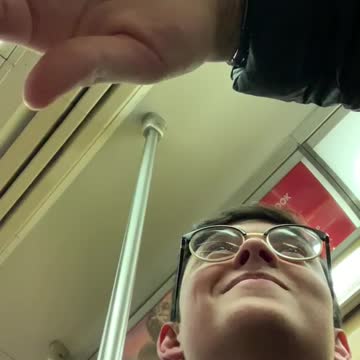 Guy takes over subway train intercom, "ballsack"