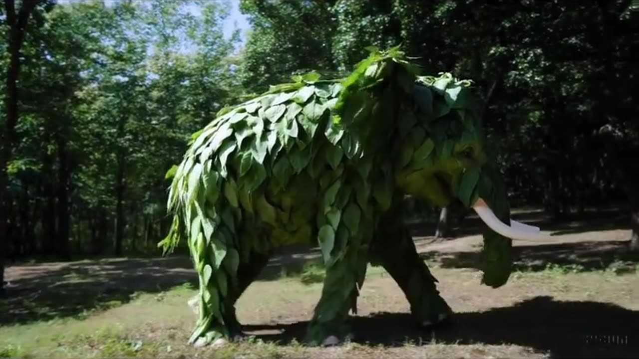 "Elephant with body of leaf | text to video made by sora