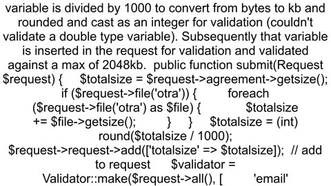 Laravel Validate Array of Files Total Allowable Upload Size