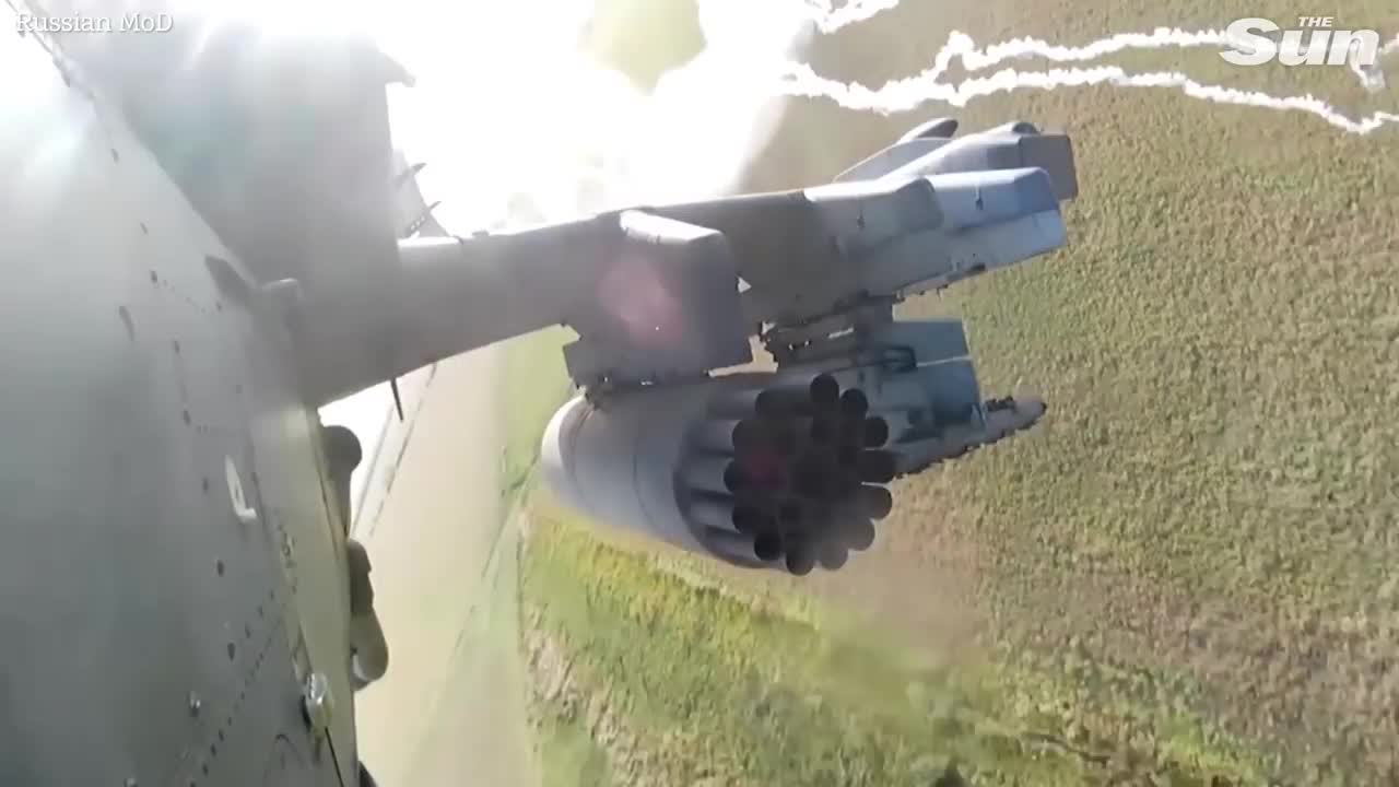 Russian combat helicopters blast targets from the sky over Ukraine