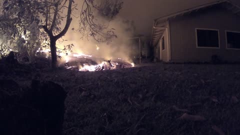 Time-Lapse of Lava Rolling Toward a House