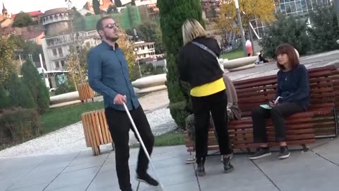 Blind man Farting in public