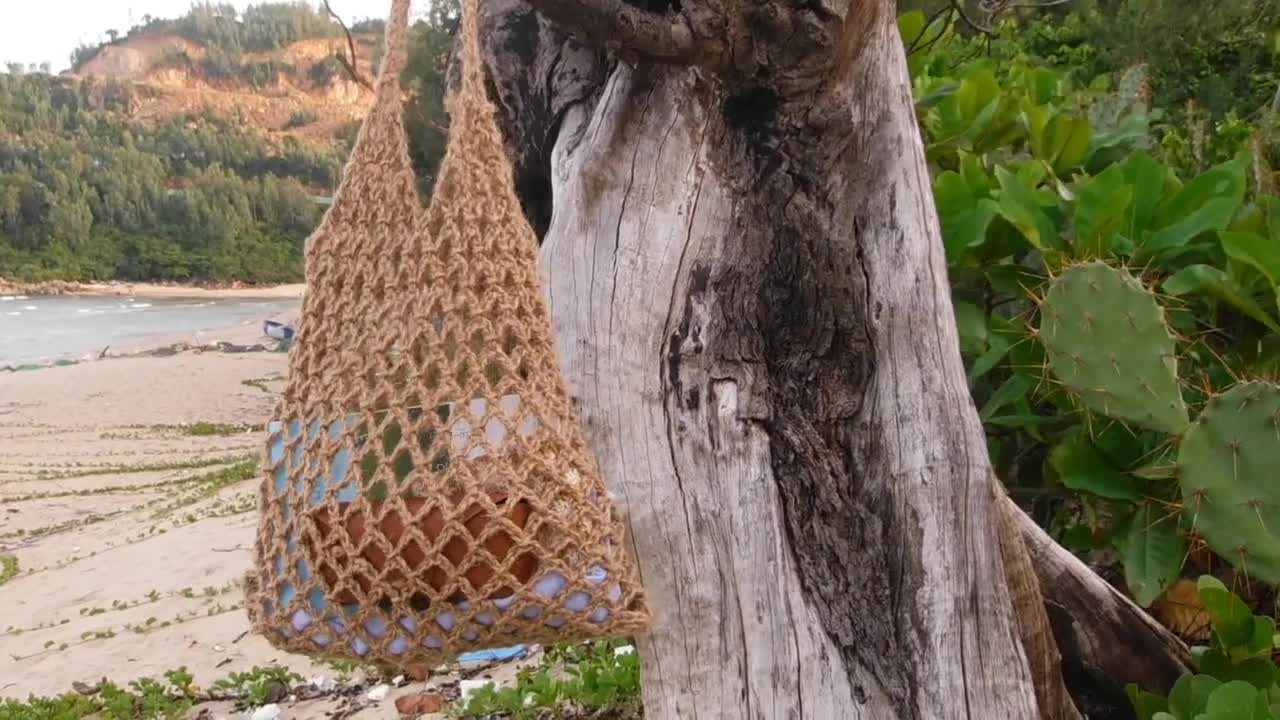 OCEAN MAN QUY NHON - SELLING THE HANDMADE COCONUT FISHING NET BAG