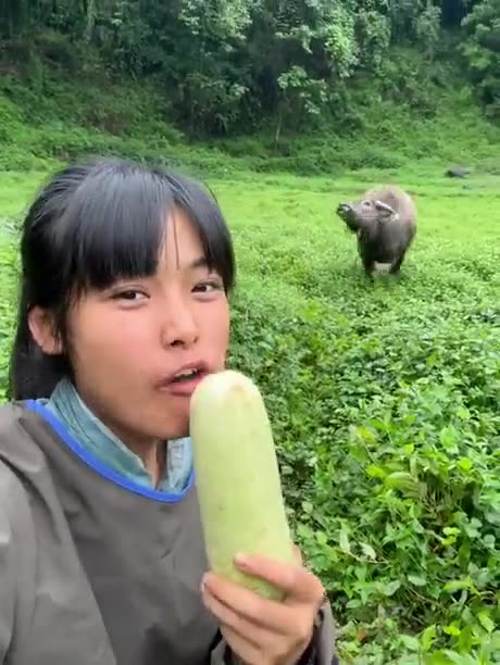 When the buffalo feels that there is something good to eat