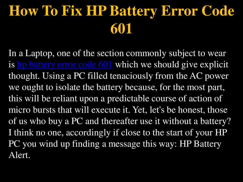 How To Fix HP Battery Error Code 601