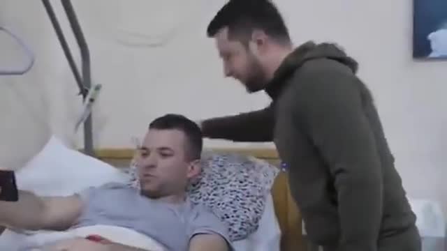 Ukrainian President visiting the Wounded Ukrainian soldiers at hospital