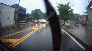 Daihatsu mini truck in the tropical storm