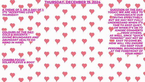 Accepting Love ~ Numerology Energies for Thursday, Dec. 19, 2024