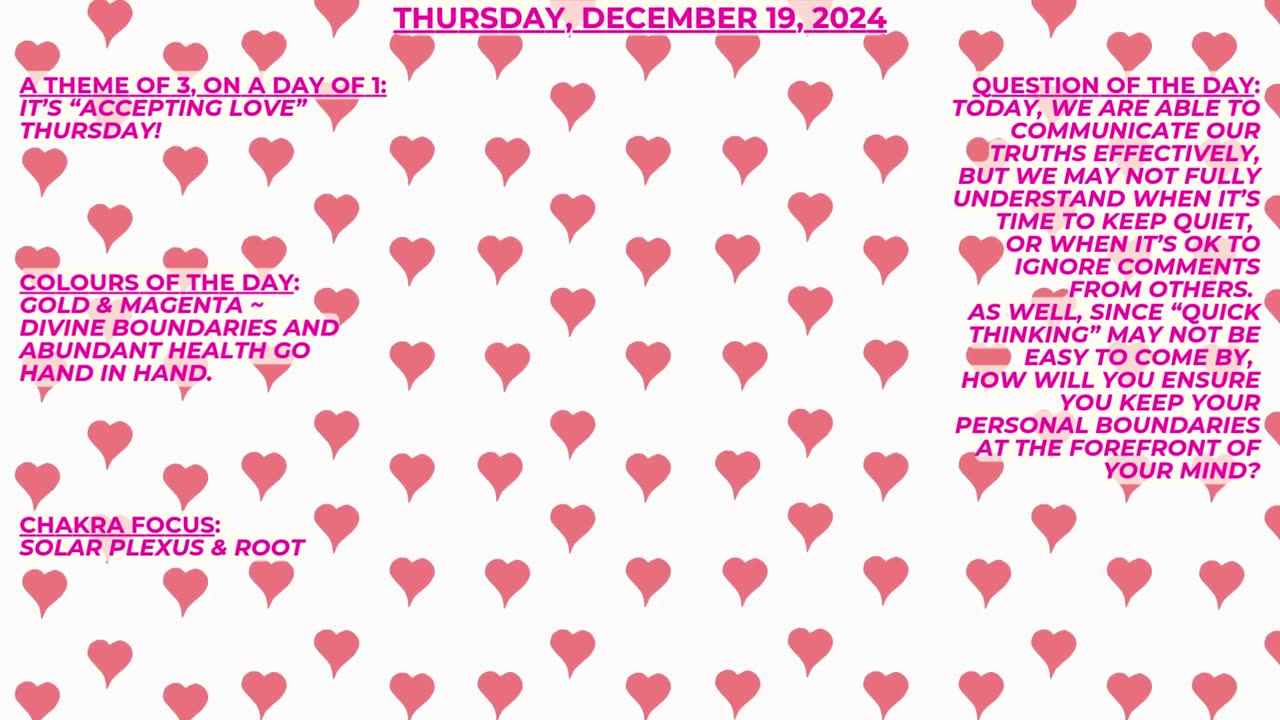 Accepting Love ~ Numerology Energies for Thursday, Dec. 19, 2024