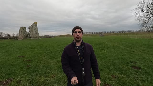 Checking I am in shot before filming in Avebury