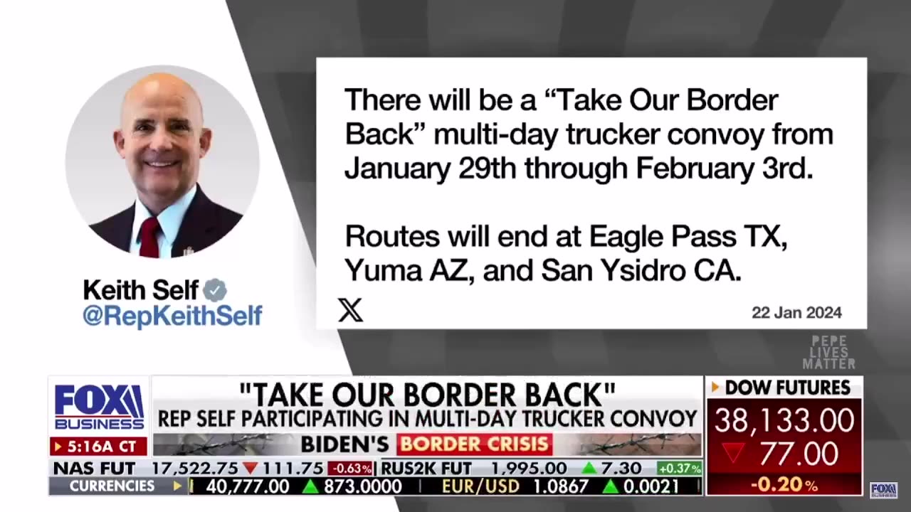 Rep. Keith Self: 700,000 Vehicles Predicted to Join Trucker Border Convoy This Coming Week