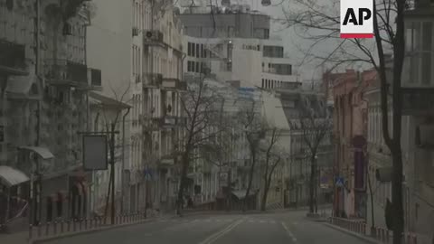 Driving shots through empty streets in Kyiv (1)