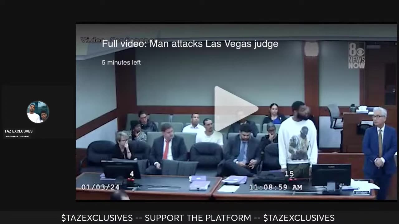 LAS VEGAS CRIMINAL DEOBRA REDDEN RUNS AND JUMPS OVER THE BENCH AND TACKLES THE JUDGE