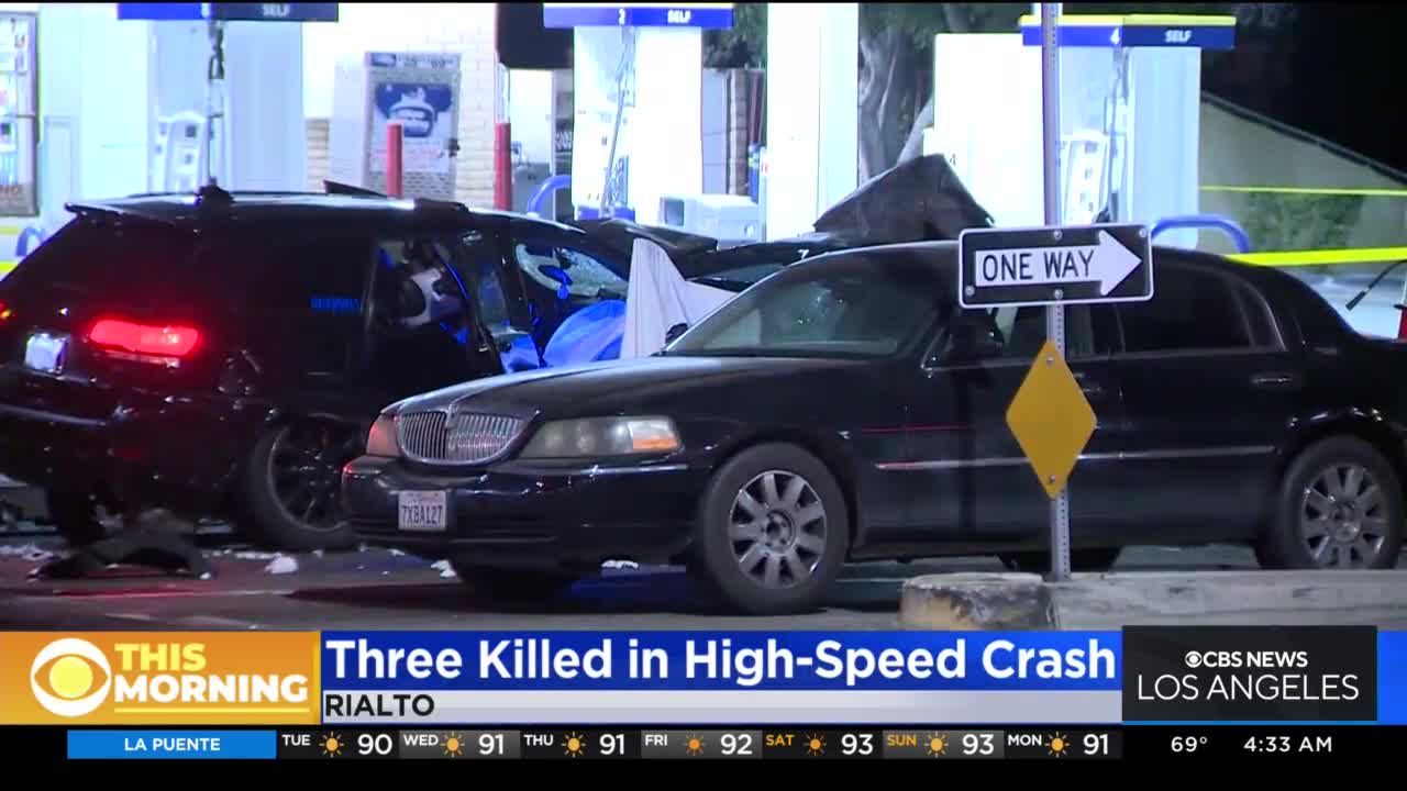 High-speed crash involving eight cars leaves three dead, two injured in Rialto