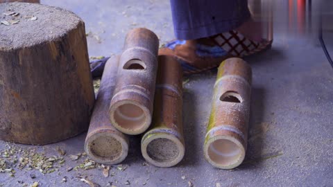 Rural uncle handmade a farmhouse bamboo stool