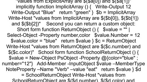 How to return several items from a Powershell function