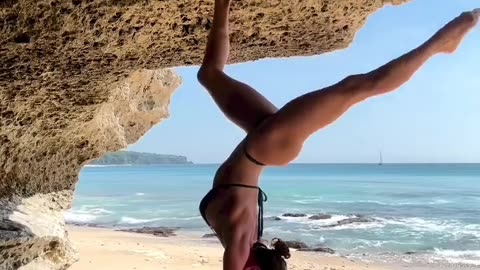 Handstand on the Beach #shorts #yoga #stretching