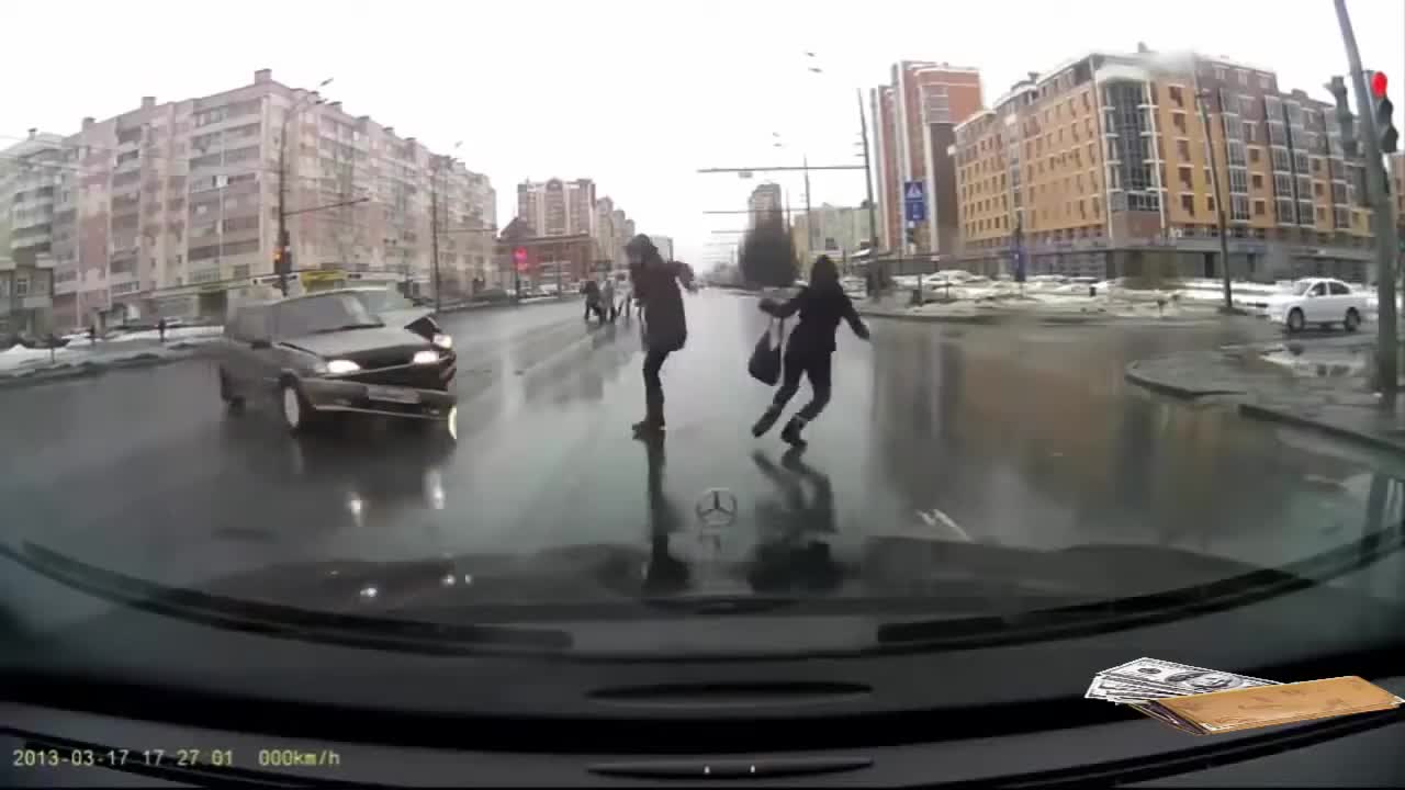 Lucky People near miss on the street