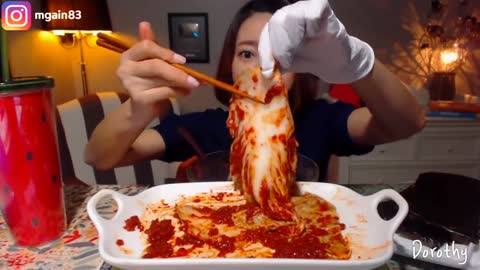 Spicy Kimchi Mukbang. ASMR for spicy kimchi