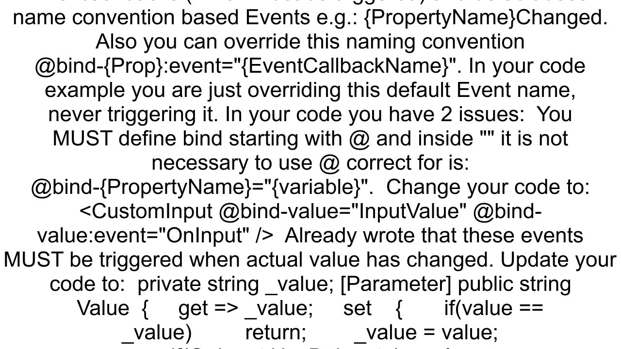 How to use bindvalue and bindvalueevent on a custom component Blazor