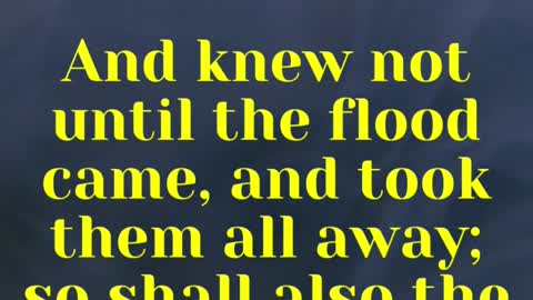 JESUS SAID...And knew not until the flood came, and took them all away;