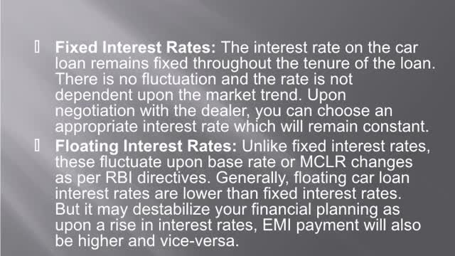 Car loan interest rate