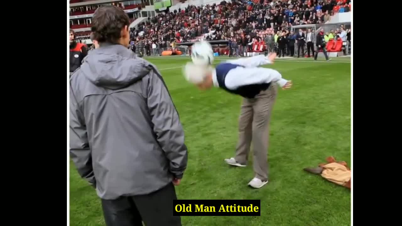 Old Man Attitude In The Football Ground