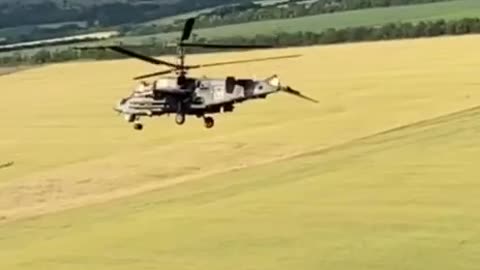 The Ruzzian Ka-52 helicopter lost the tail but because of the double rotor continued the flight.