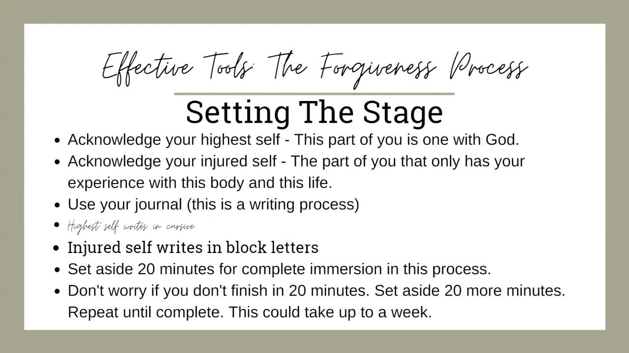 Effective Tools: The Forgiveness Process