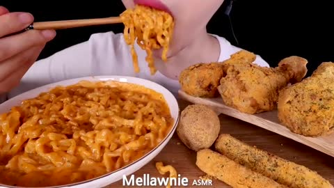 ASMR MUKBANG｜CHEESY CARBO FIRE NOODLES- CHICKEN- CHEESE BALL- CHEESE STICK