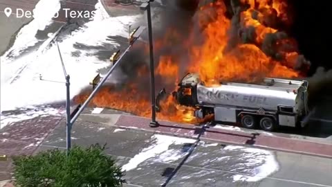 A 5,000 gallon oil tanker catches fire as nearby residents asked to evacuate