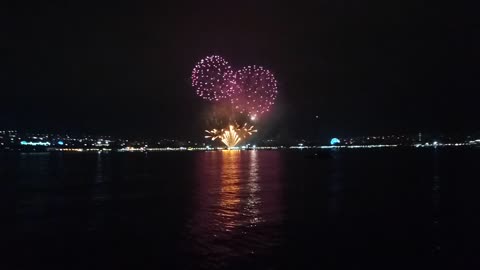 Fireworks view from the sea