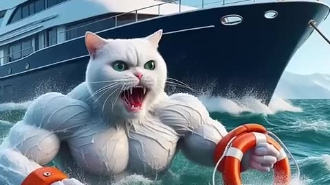 Daddy Fights Shark to Save a Kitten #ai #cat #catlover #story #cutecat #cute#cat #cute