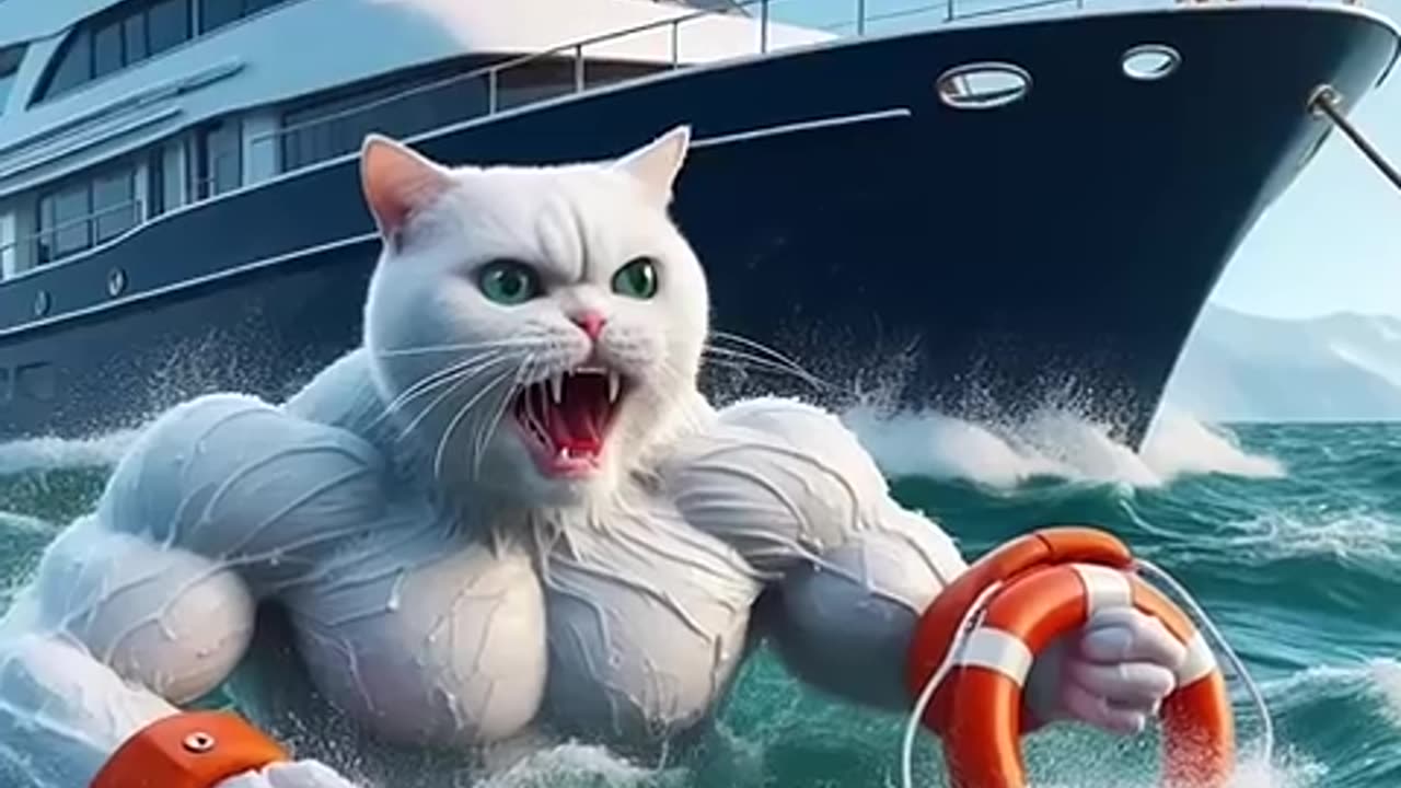 Daddy Fights Shark to Save a Kitten #ai #cat #catlover #story #cutecat #cute#cat #cute