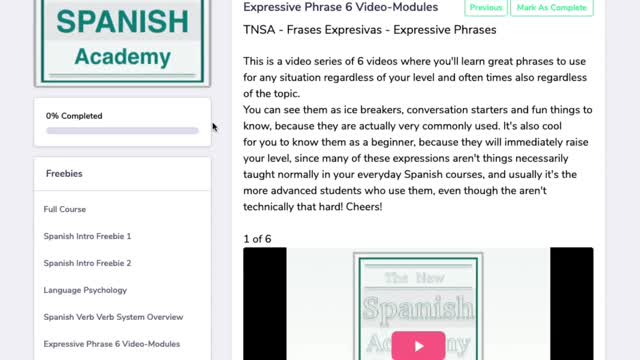 The New Spanish Academy Course - Membership area tour