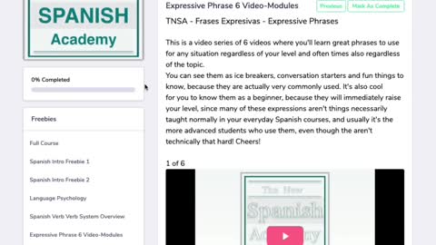 The New Spanish Academy Course - Membership area tour