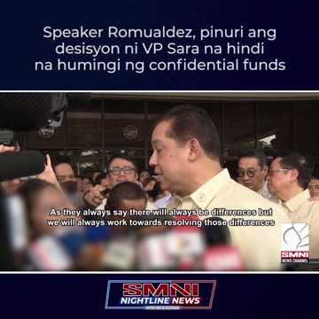 Speaker Romualdez, pinuri ang desisyon ni VP Sara na hindi na humingi ng confidential funds