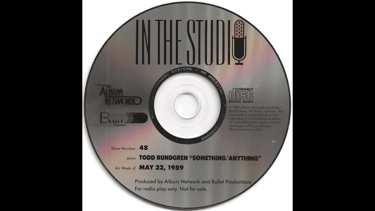 May 22, 1989 - Promo for 'In The Studio' Radio Show with Todd Rundgren