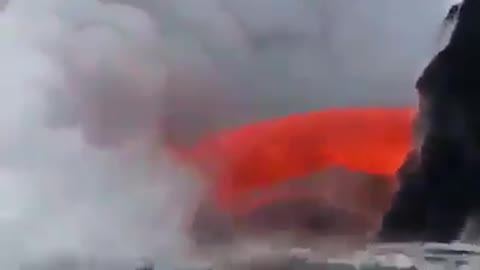 Lava flows into the sea