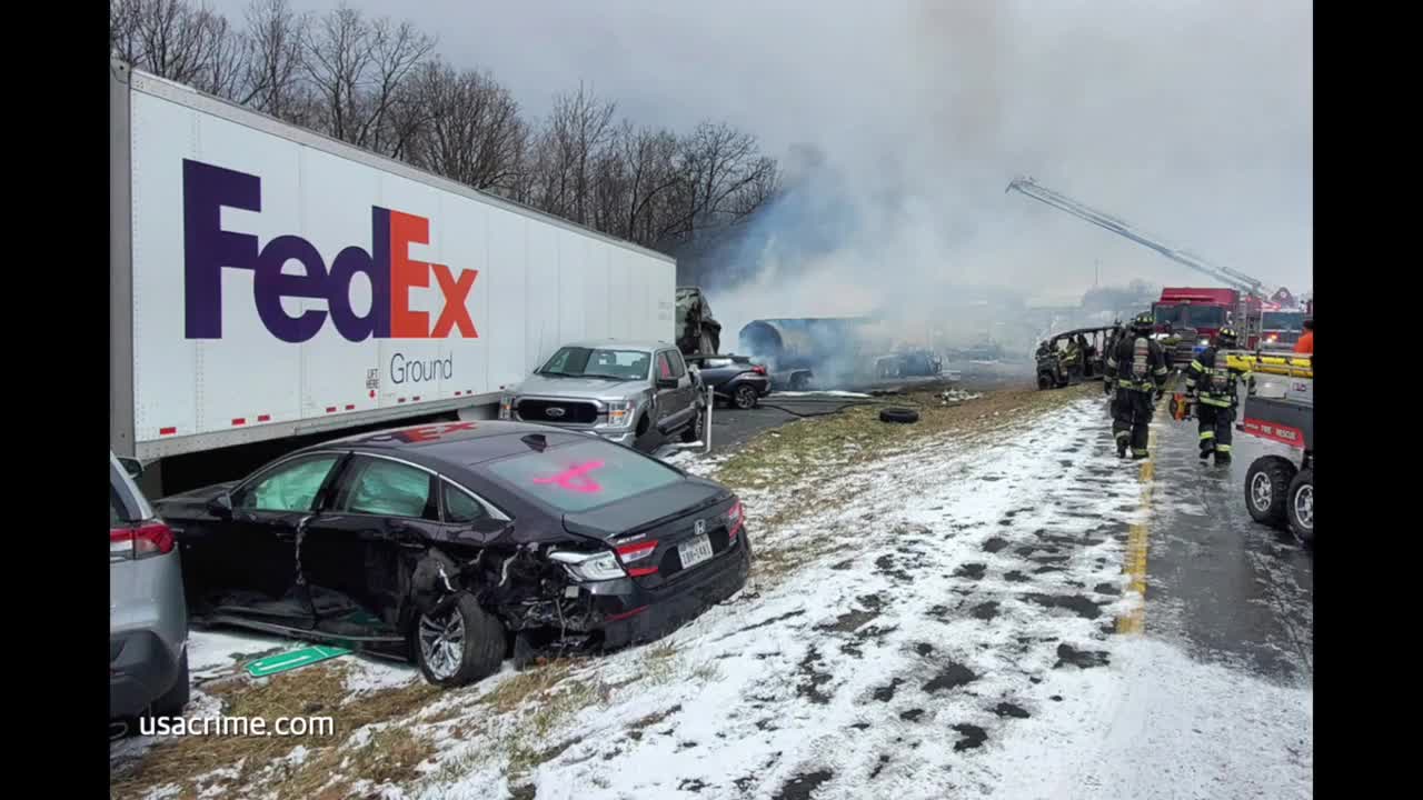 At least three dead following huge pileup on Pennsylvania highway