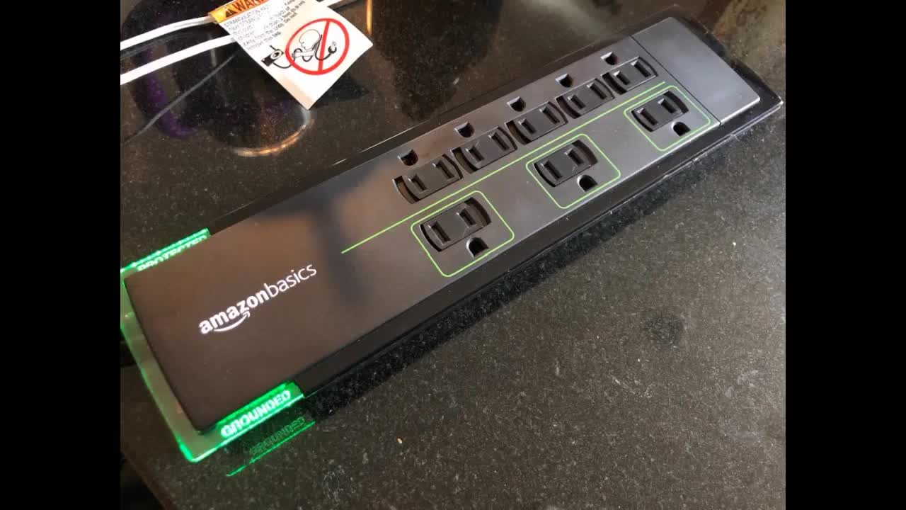 Review: Amazon Basics 8-Outlet Power Strip Surge Protector, 4,500 Joule - 12-Foot Cord, BlackG...