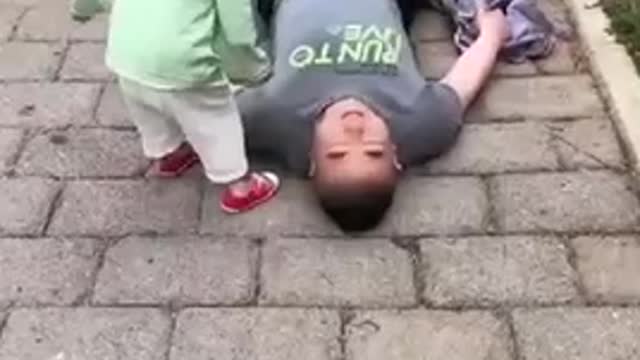 What happened when the father pretends to faint