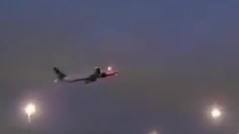 Terrifying moment flight tail catches fire moments after departure