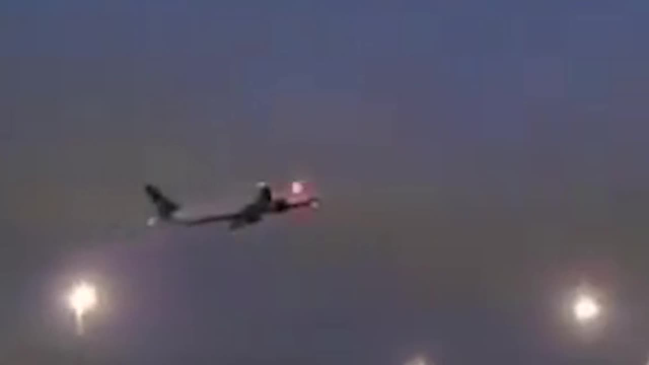 Terrifying moment flight tail catches fire moments after departure