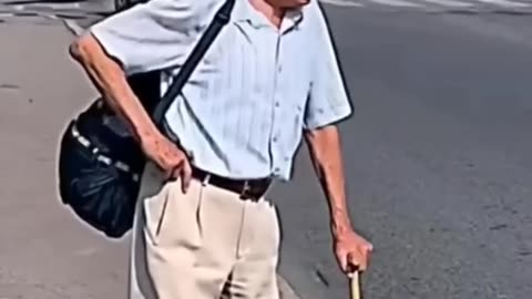Old man misses bus then see what happened