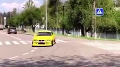 Watch now car drift in the road very skillful driver