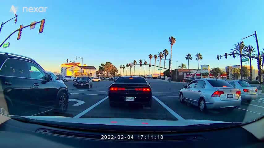 You're standing like this at a traffic light, and here...